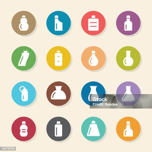 Bottles Icons Set 3 Color Circle Series Stock Illustration - Download Image Now - Bottle, Jug, Plastic