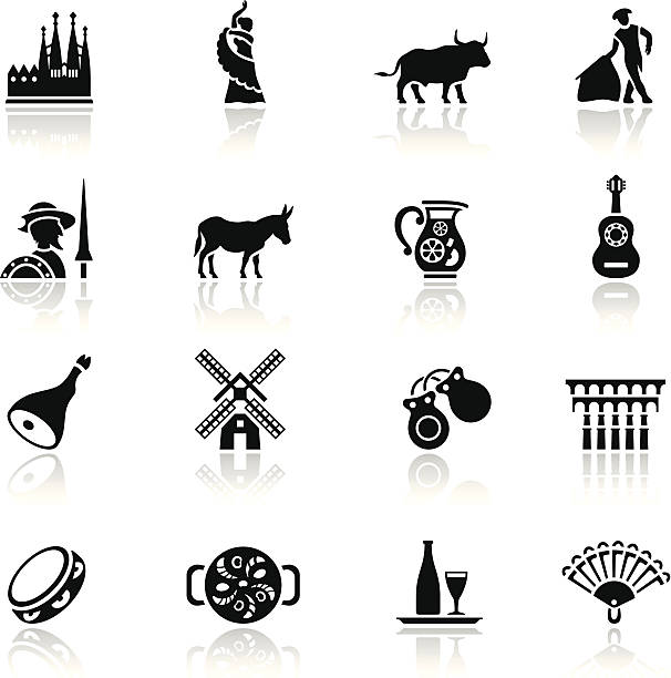 bildbanksillustrationer, clip art samt tecknat material och ikoner med spain icon set - åsnedjur