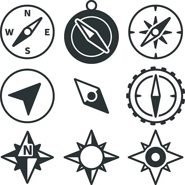 Vector illustration of Compass and Navigation Icons