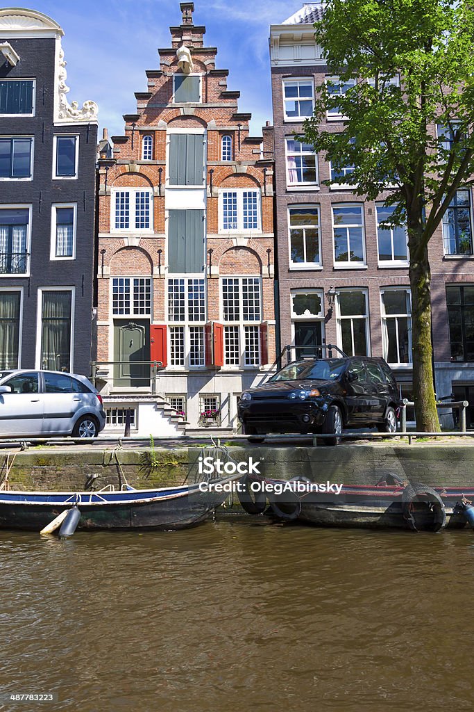 Canal e casas em histórico de linha parte de Amesterdão. - Royalty-free Amesterdão Foto de stock