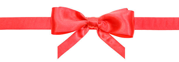 istock red ribbon and real bow with vertical cut ends 487783566