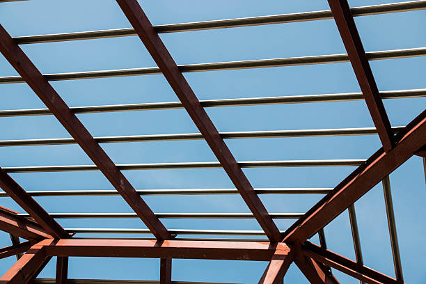 istock Roof steel in housing project construction 487784939