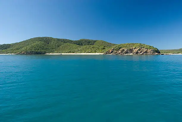 Great Keppel Island, Queensland , Australia is a beautiful tropical island with numerous beaches and resorts lying off the Capricorn Coast , view from the sea