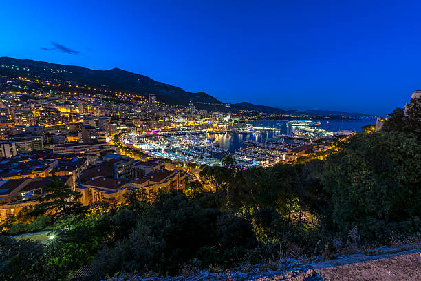 istock Aerial view of Monaco just after sunset 487786113