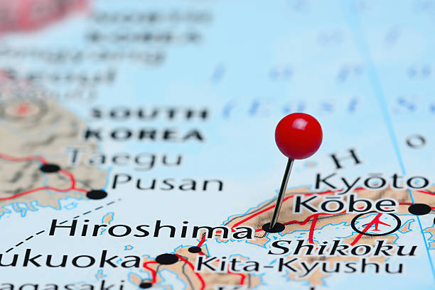 istock Hiroshima pinned on a map of Asia 487786420