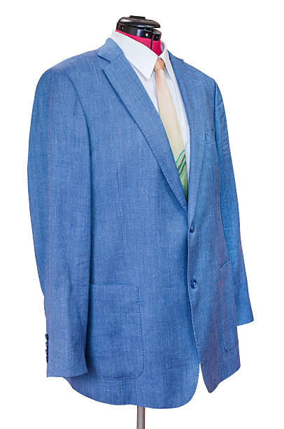 blue silk jacket with shirt and tie isolated