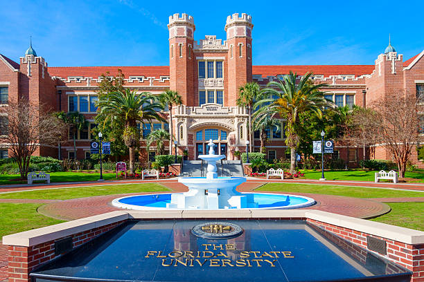 Florida State University Tallahassee Tallahassee, USA - January 6, 2015: The ornate Westcott Building facade and a fountain on the Florida State University campus in Tallahassee, Florida, USA. florida state university stock pictures, royalty-free photos & images