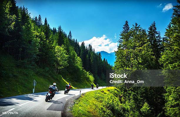 Bikers In Mountainous Tour Stock Photo - Download Image Now - Motorcycle, Motorcycle Racing, Group Of People