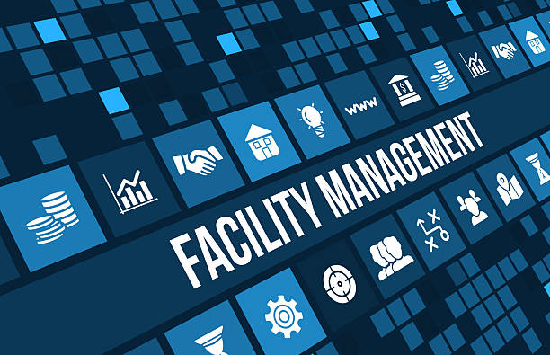 istock Facility management concept image with business icons and copyspace. 487795286