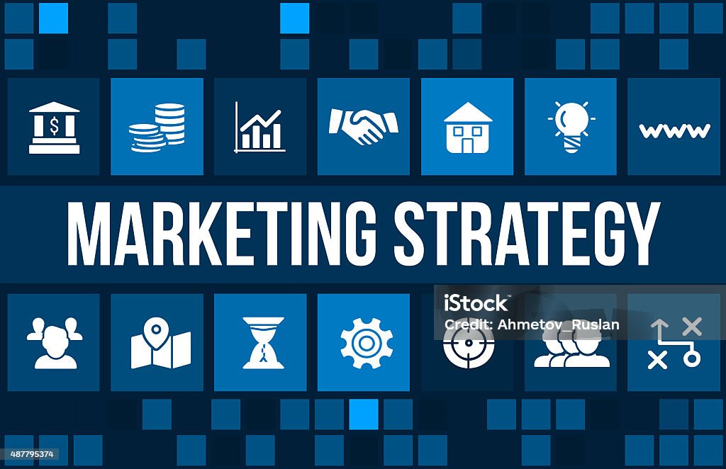 Marketing Strategy concept image with business icons and copyspace. For more variations of this image please visit my portfolio 2015 Stock Photo