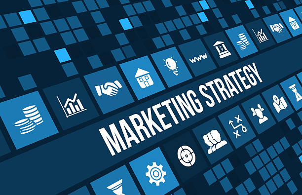 Marketing Strategy concept image with business icons and copyspace.