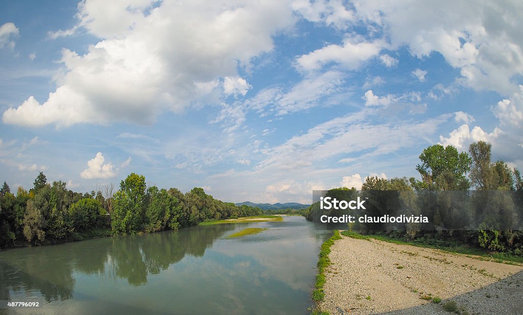 River Po in Settimo Torinese Fiume Po meaning River Po in Settimo Torinese near Turin, Italy 2015 Stock Photo