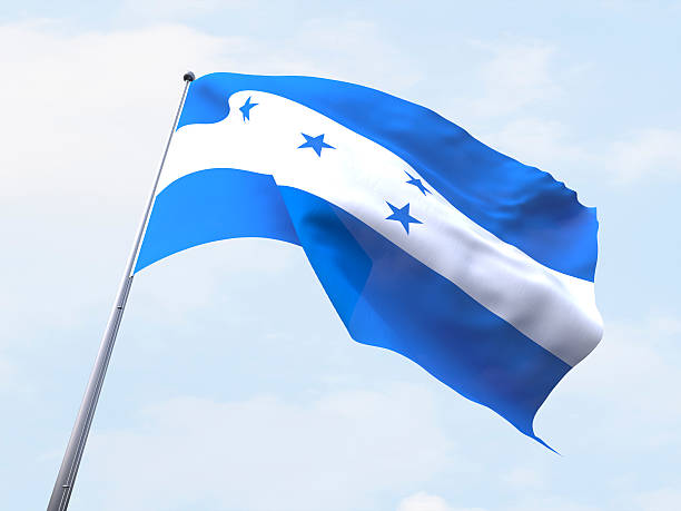 istock Honduras flag flying on clear sky. 487796392