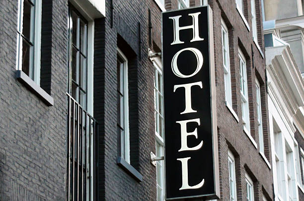 istock Close Up View Of Hotel Sign On A Building 487796534