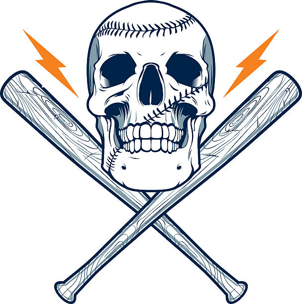 baseball-totenkopf - skull baseball ball stock-grafiken, -clipart, -cartoons und -symbole