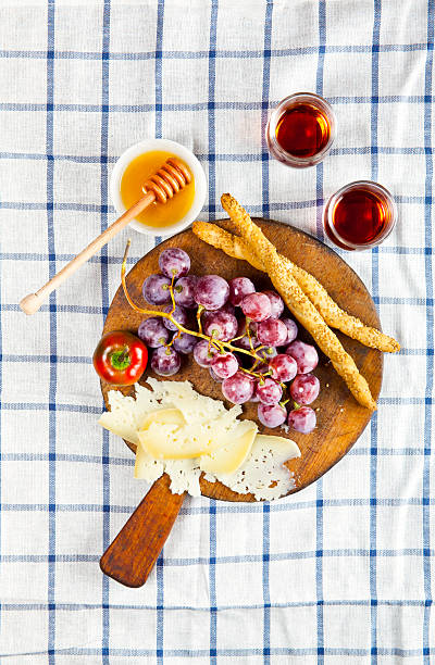 Italian pecorino goat hard cheese with grapes and Marsala wine.