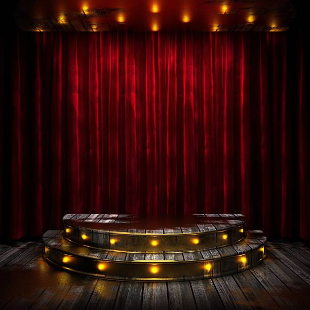 istock red curtain stage with lights 487804226