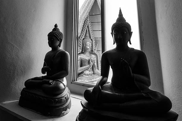 black and white of buddha image, Thailand