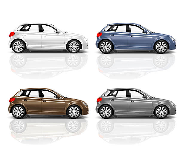 Set of 3D Hatchback Car