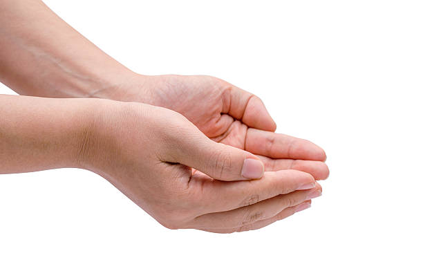 Outstretched cupped hands stock photo