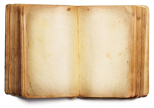 old book open blank pages, empty yellow paper, white background old book open blank pages, empty yellow paper isolated on white background old book stock pictures, royalty-free photos & images