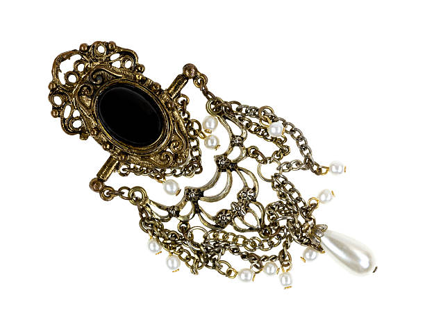 istock Antique brooch on a white background 487811687