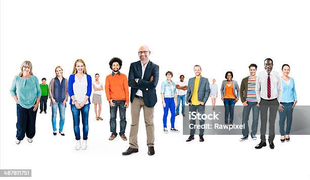 Group Of Multiethnic Diverse Cheerful People Stock Photo - Download Image Now - Group Of People, White Background, People