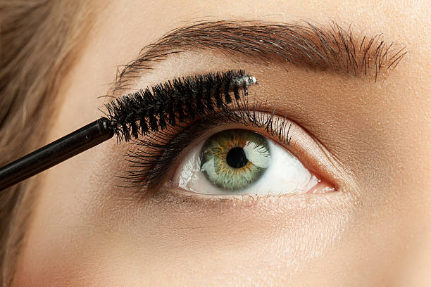 istock Make-up green eye with long lashes with black mascara 487816922