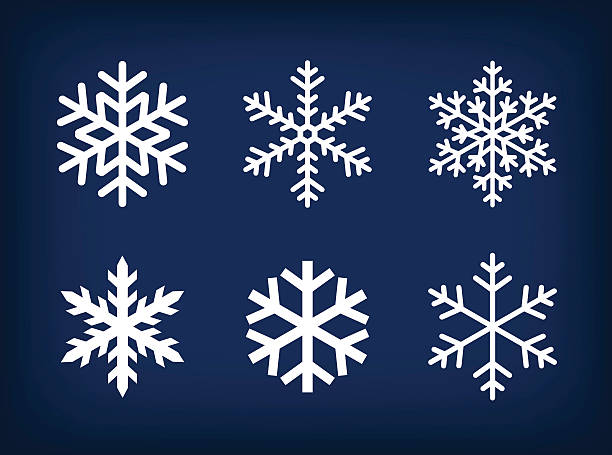 illustrazioni stock, clip art, cartoni animati e icone di tendenza di bianco di fiocchi di neve su sfondo blu scuro - bianco illustrazioni