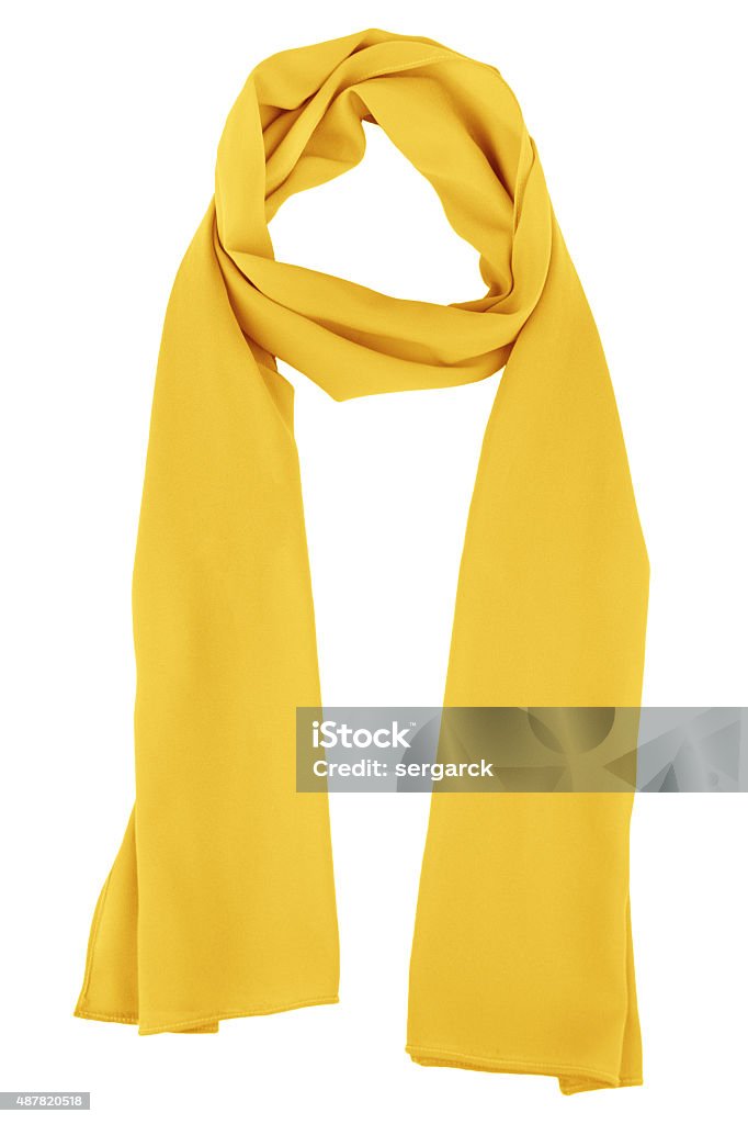 Écharpe en soie. Écharpe en soie jaune isolé sur fond blanc - Photo de Écharpe libre de droits