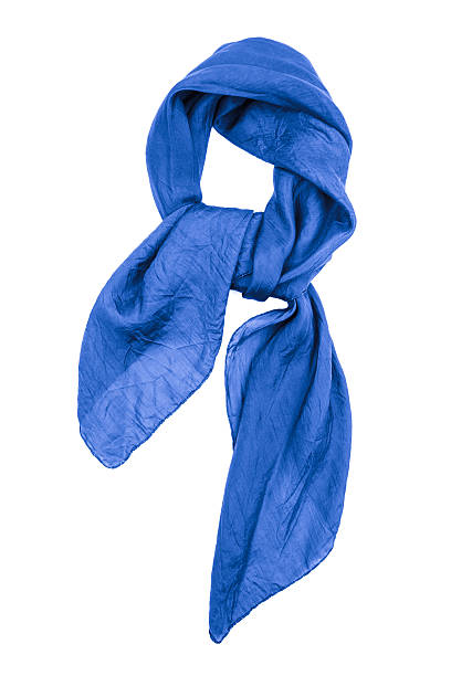 istock Silk scarf. Blue silk scarf isolated on white background 487820522