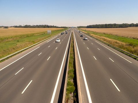 Photograph of a highway with traffic in France