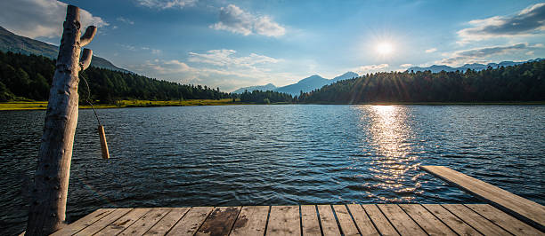 istock Mountain lake Plunge wood 487824016
