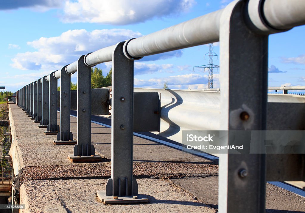 guardrail bridge metal supports of the bridge enclosure close-up 2015 Stock Photo