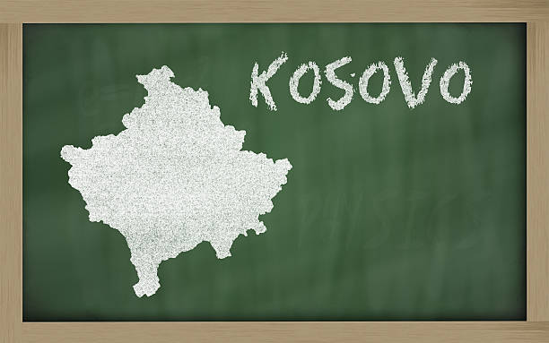 istock outline map of kosovo on blackboard 487827927