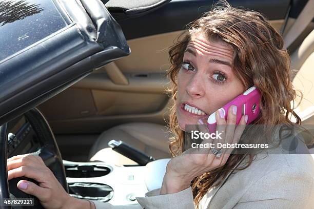 Woman Driving With Cell Phone Stock Photo - Download Image Now - Driving, Telephone, 20-29 Years