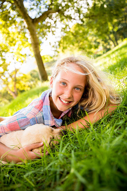 istock Best friends with her puppy 487833949