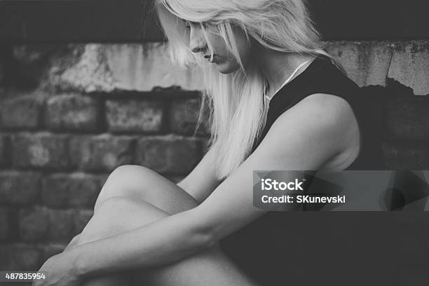 Sad Hipster Woman Outdoors Stock Photo - Download Image Now - 2015, Adult, Adults Only