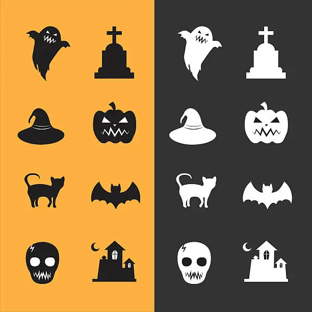 Vector illustration of Collection of 8  halloween icons. Vector illustration.