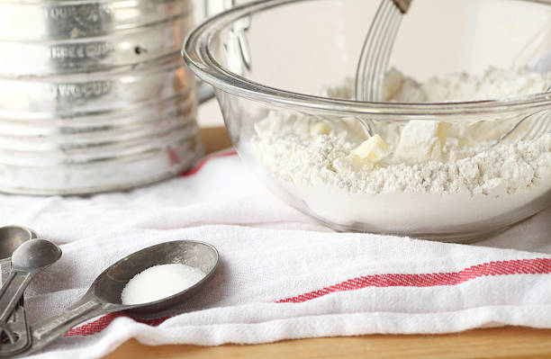 istock Flour, butter, sugar with vintage baking equipment 487839934