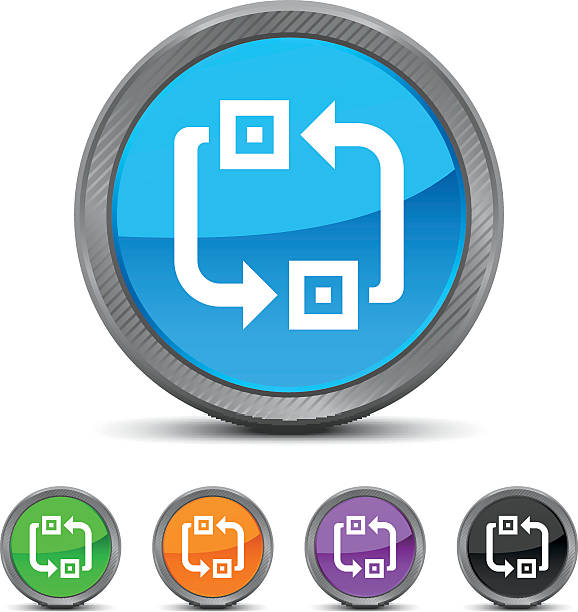 Conveyor icon on circle buttons. vector art illustration