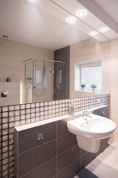 istock Mosaic tiles in stylish bathroom 487842760