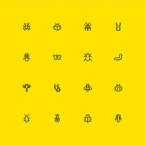 Vector illustration of Insects Icons - Line