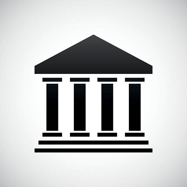 bank ikona na białym tle. - bank symbol computer icon courthouse stock illustrations