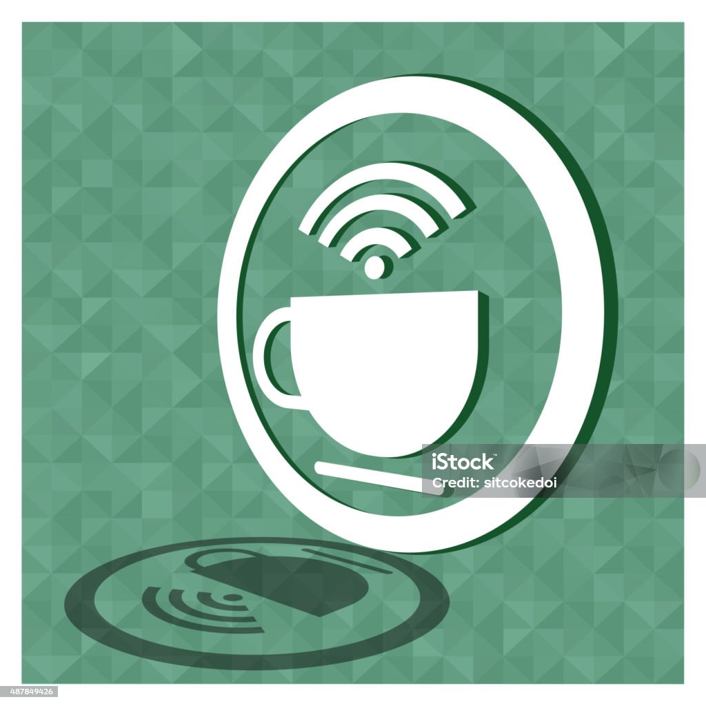 sign of coffee wi fi sign of coffee cup and wi fi zone on white circle in vector style. 2015 stock vector