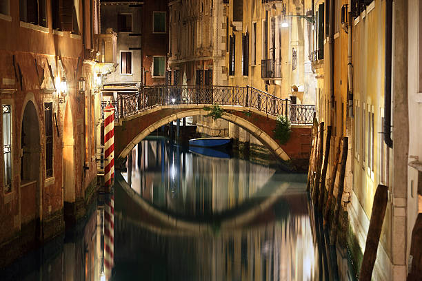 istock Venice bridge and canal at night 487853201