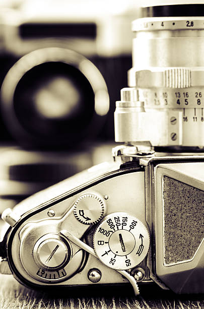 istock Detail view of classic camera dials with nice bokeh background 487853513