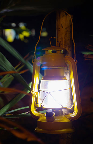 istock Lantern hang in front of wooden 487854511