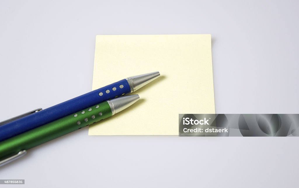 office POSTIT WITH PEN Adhesive Note Stock Photo