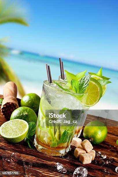 Fresh Mojito Cocktail On Wood Stock Photo - Download Image Now - Alcohol - Drink, Alcohol Abuse, Backgrounds